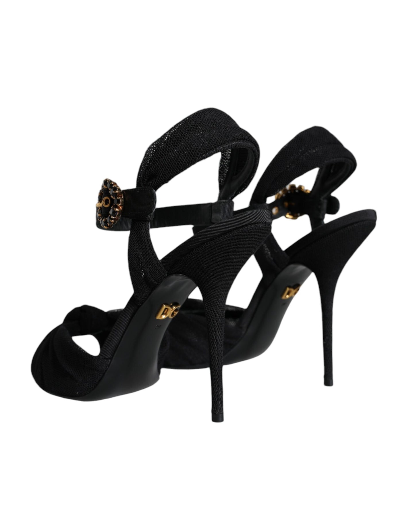 Dolce &amp; Gabbana Black KEIRA Heels Ankle Strap Sandals Shoes