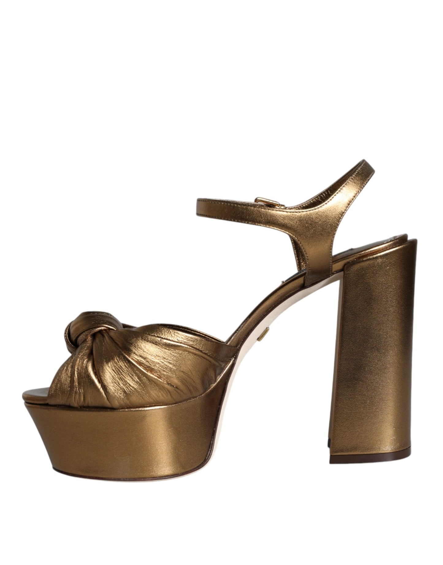 Dolce &amp; Gabbana Gold Leather Platform Keira Sandals Shoes