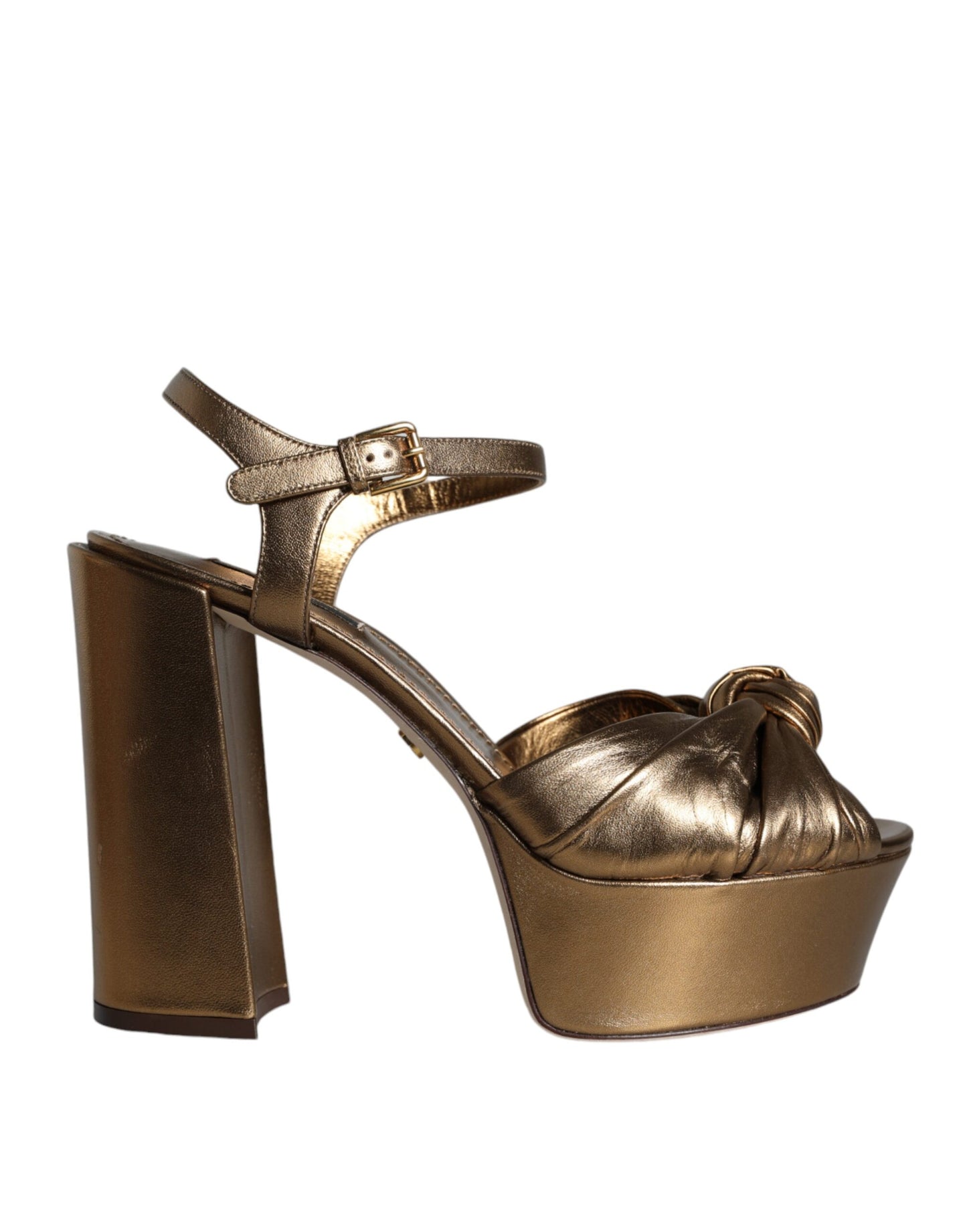 Dolce &amp; Gabbana Gold Leather Platform Keira Sandals Shoes