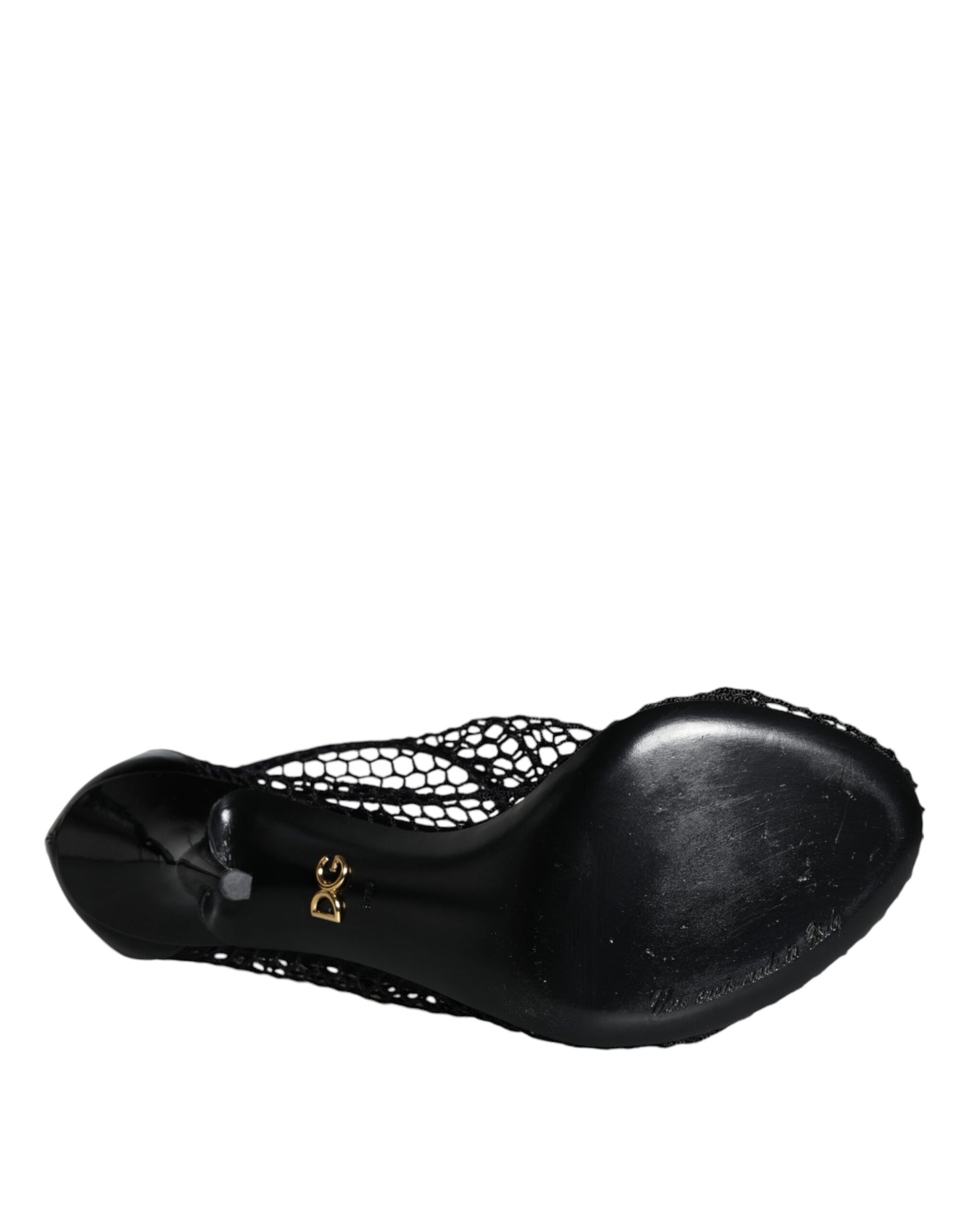 Dolce &amp; Gabbana Black Mesh Leather Heels Keira Sandals Shoes