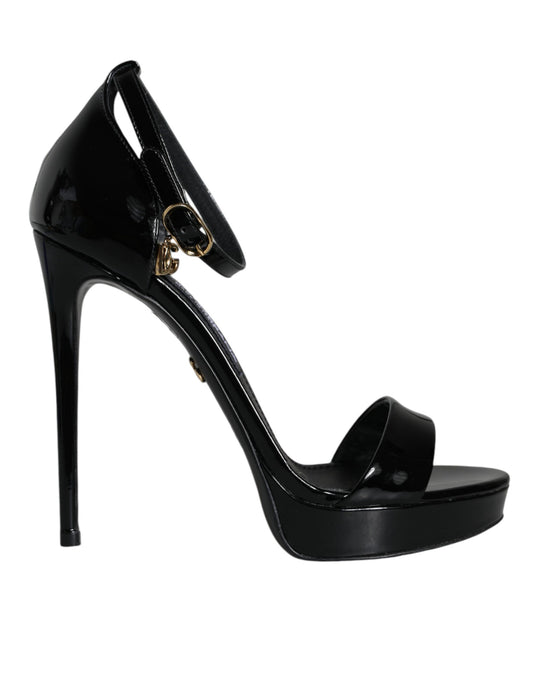 Dolce &amp; Gabbana Black KEIRA Heels Ankle Strap Sandals Shoes