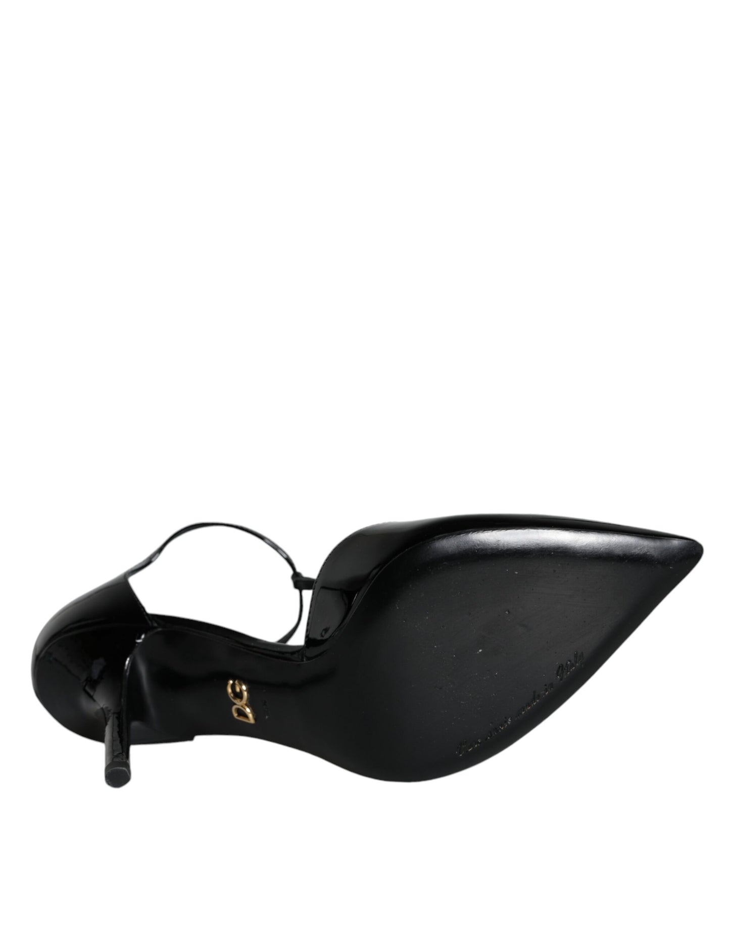 Dolce &amp; Gabbana Black Patent Leather T-strap Heels Pumps Shoes