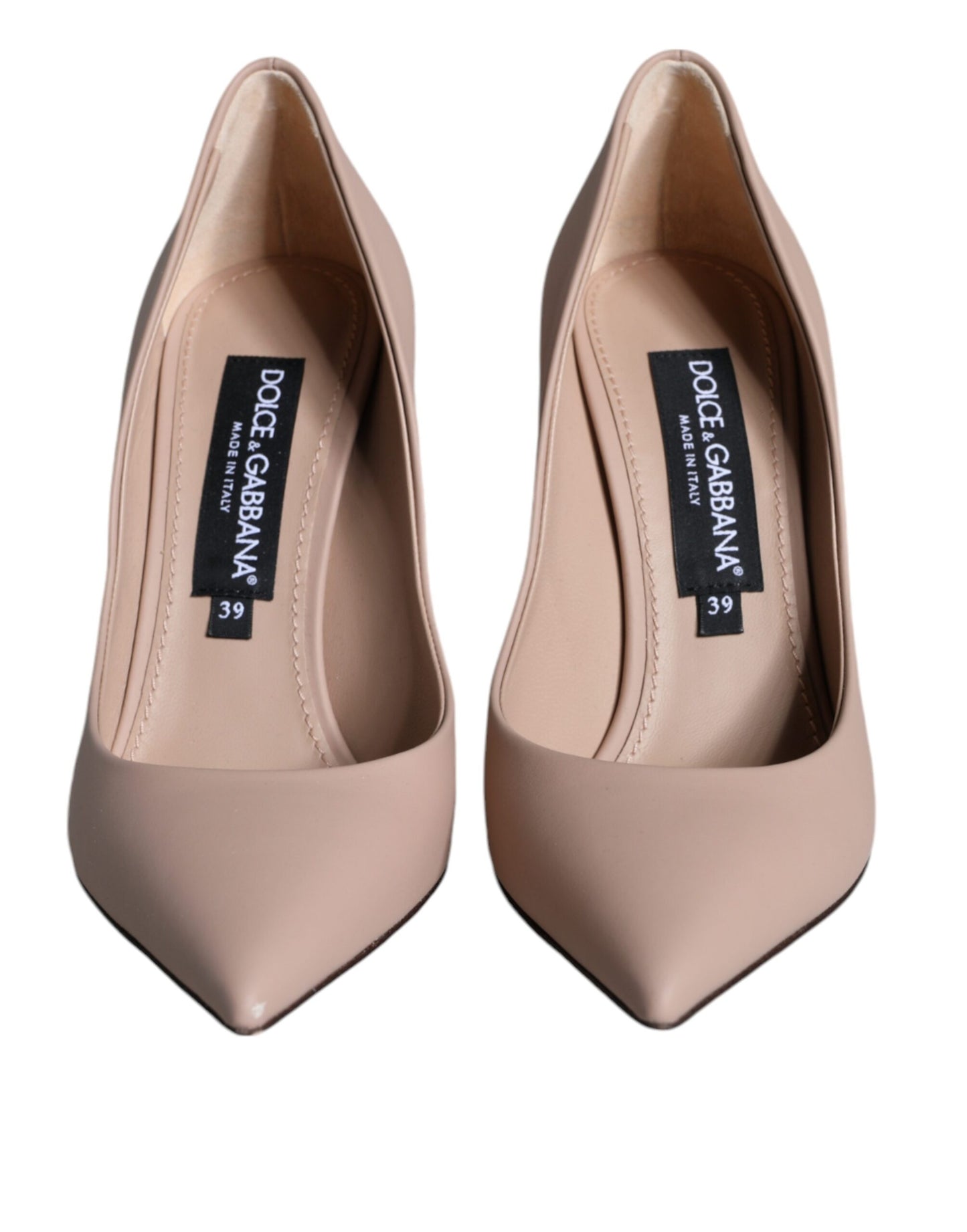 Dolce &amp; Gabbana Beige Leather Stiletto Heels Pumps Shoes