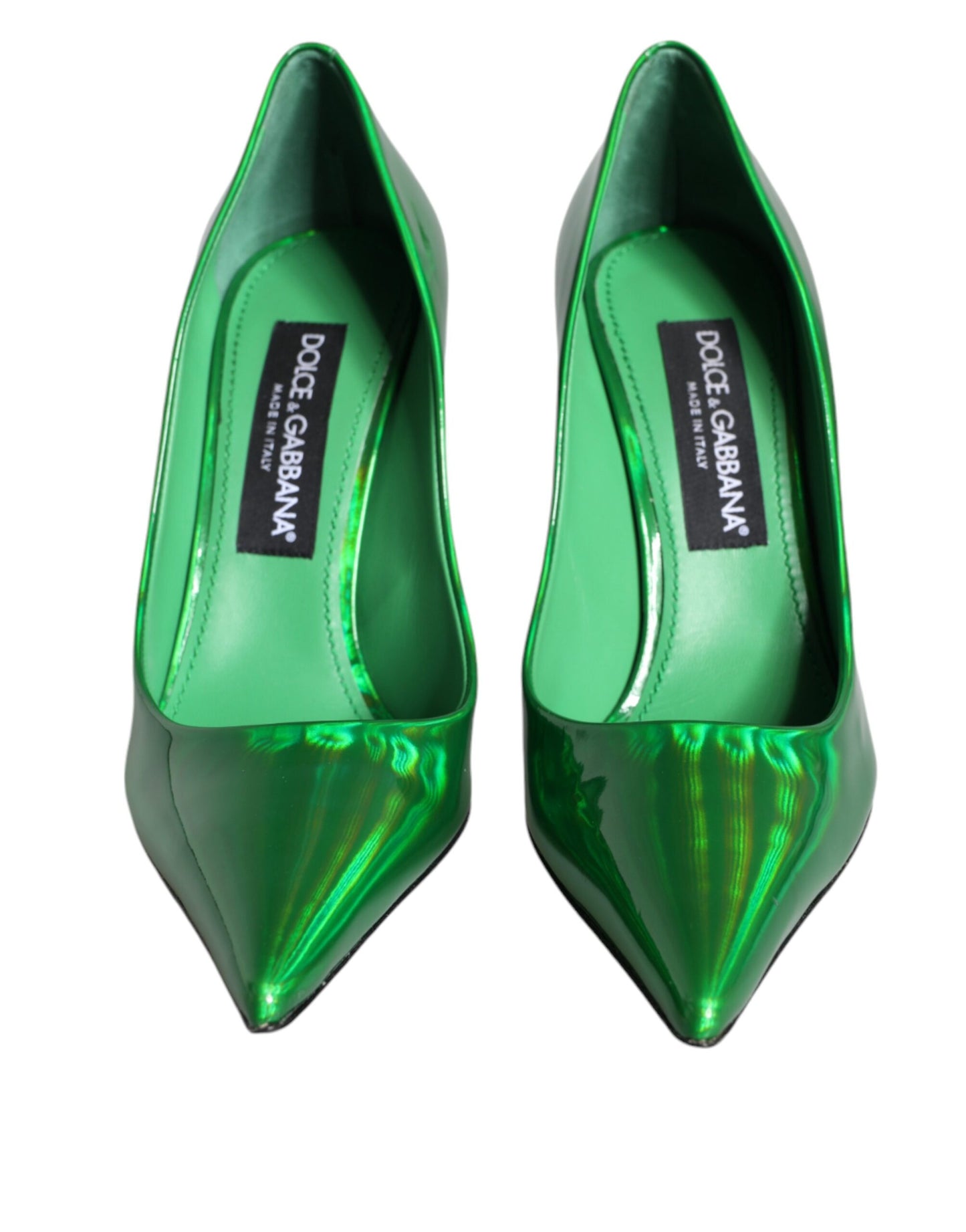 Dolce &amp; Gabbana Green Patent Leather High Heels Pumps Shoes