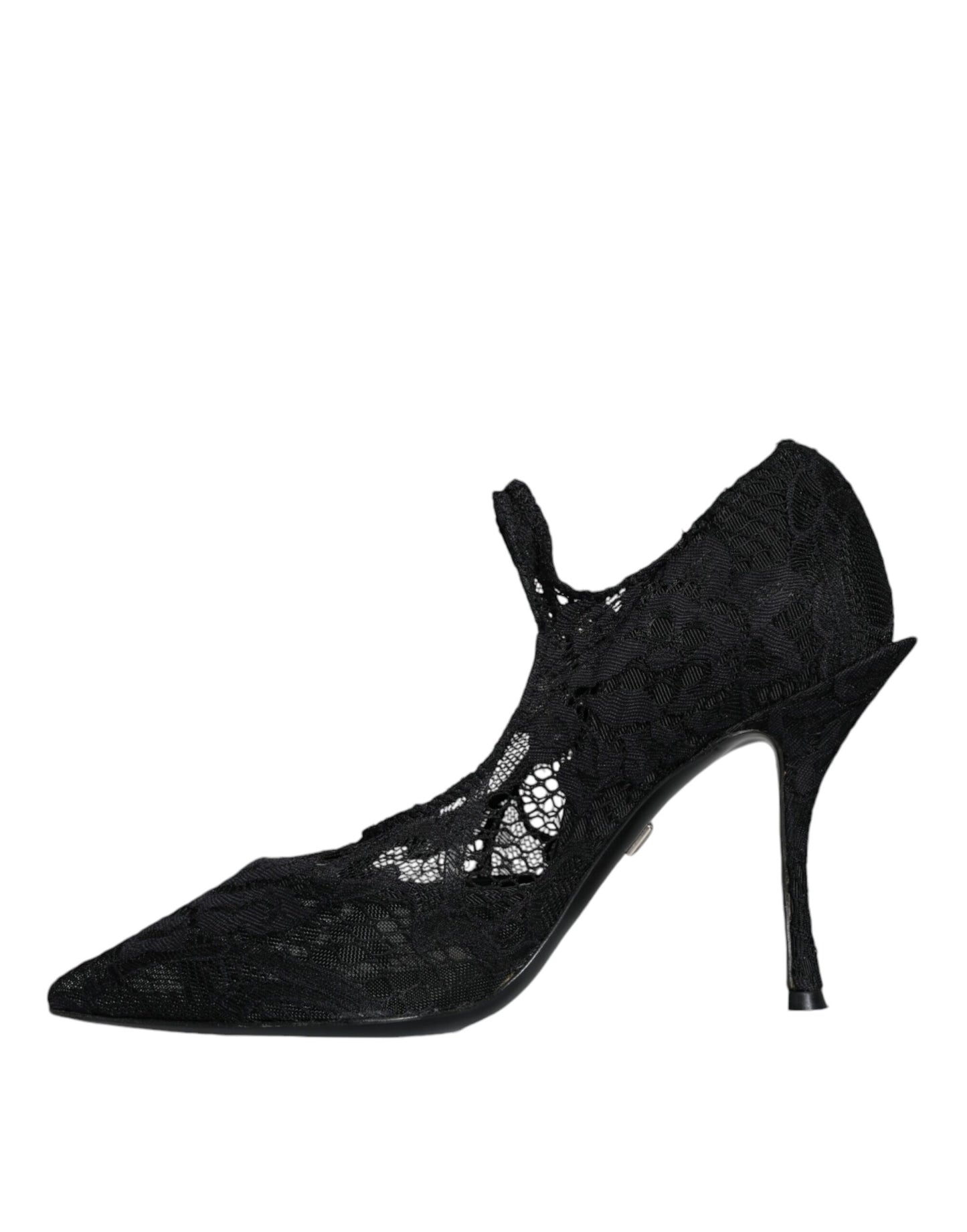 Dolce &amp; Gabbana Black Mary Jane Pumps Lace Crystals Heels Shoes