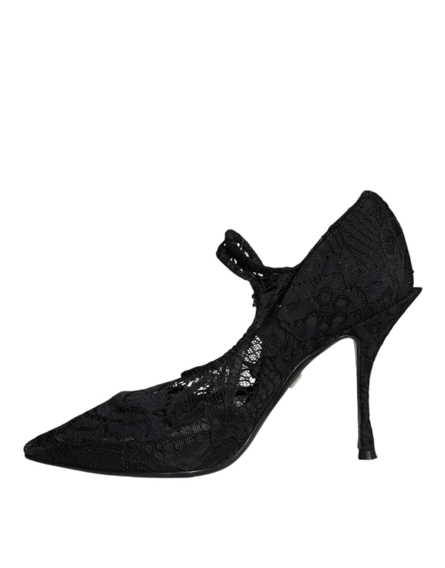 Dolce &amp; Gabbana Black Mary Jane Pumps Lace Crystals Heels Shoes