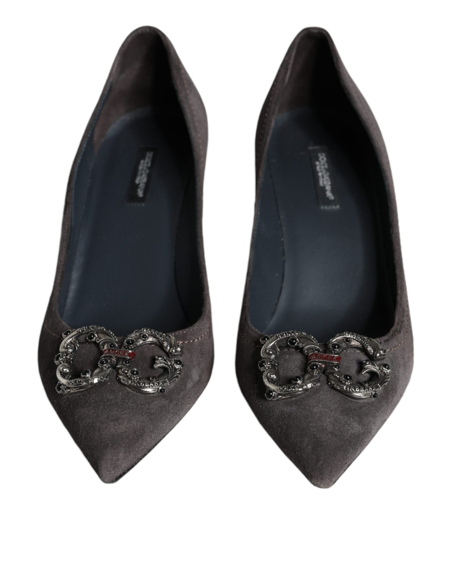 Dolce &amp; Gabbana Gray Amore Suede Bellucci Heels Pumps Shoes