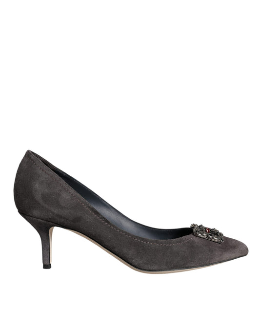 Dolce &amp; Gabbana Gray Amore Suede Bellucci Heels Pumps Shoes