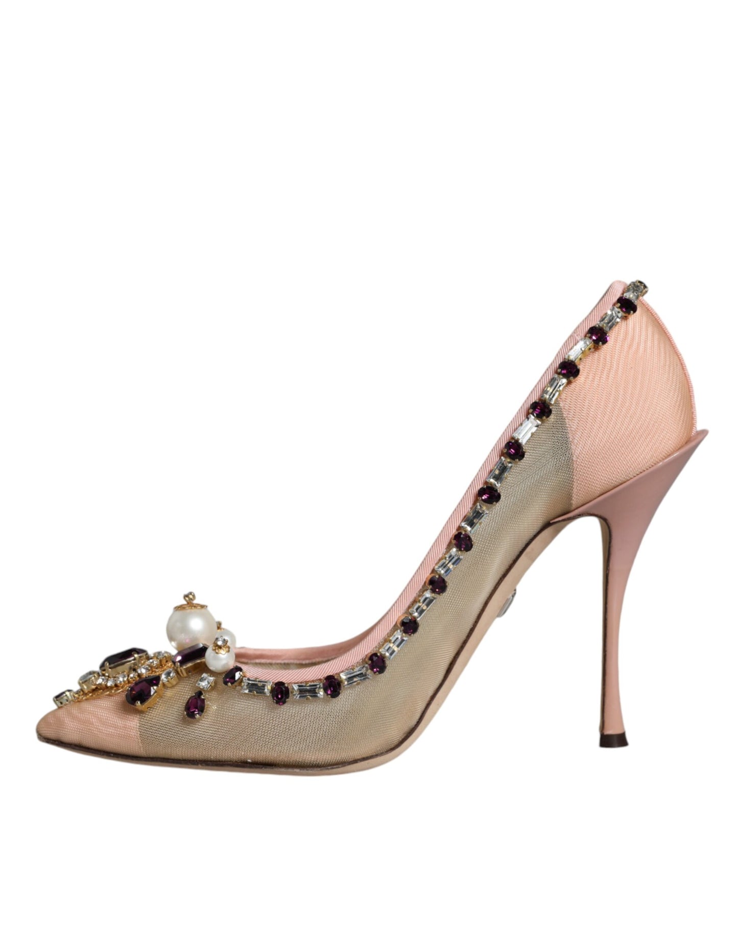 Dolce &amp; Gabbana Nude Embellished Mesh Heels Pumps Shoes