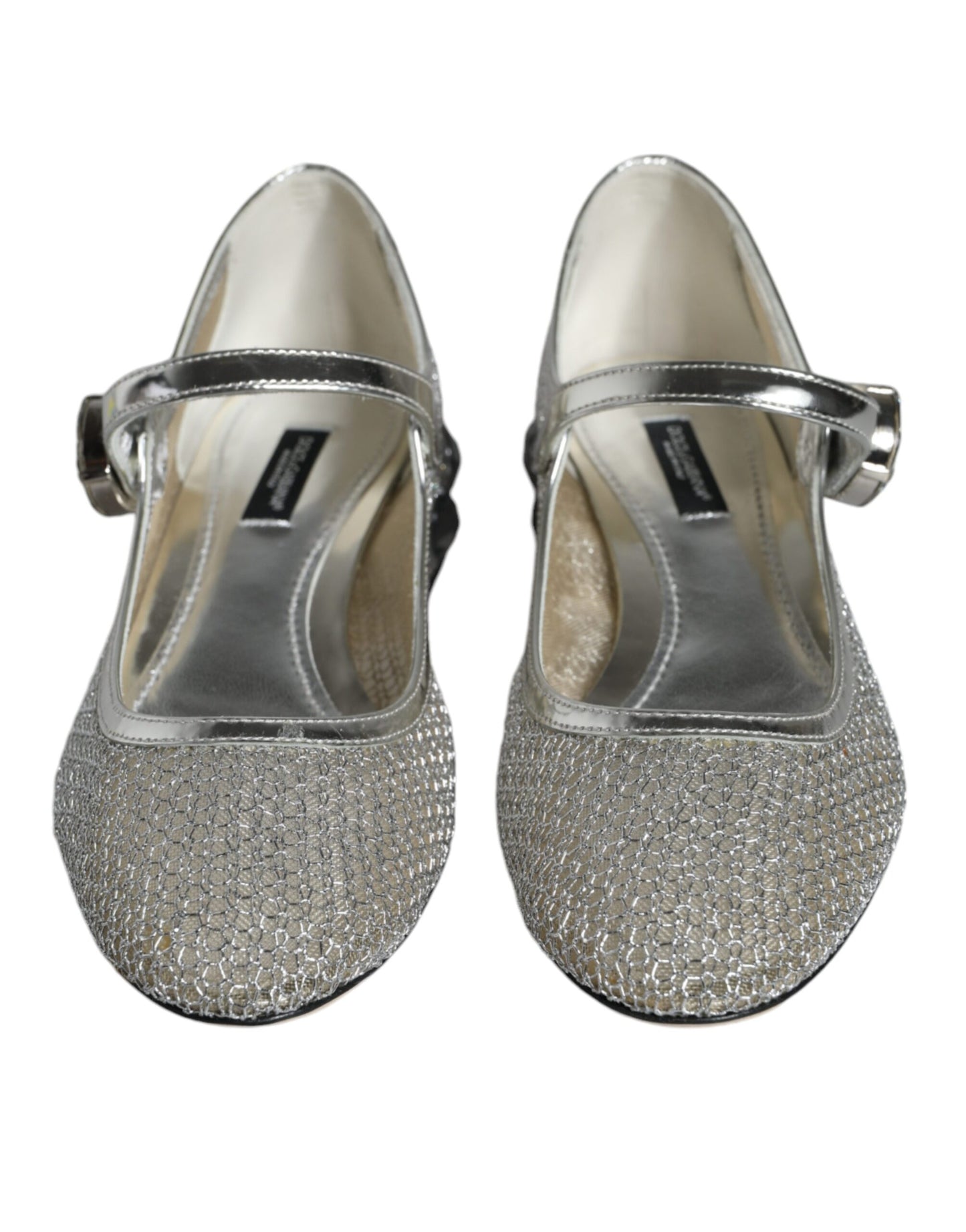 Dolce &amp; Gabbana Silver Mesh Crystal Mary Jane Pumps Shoes