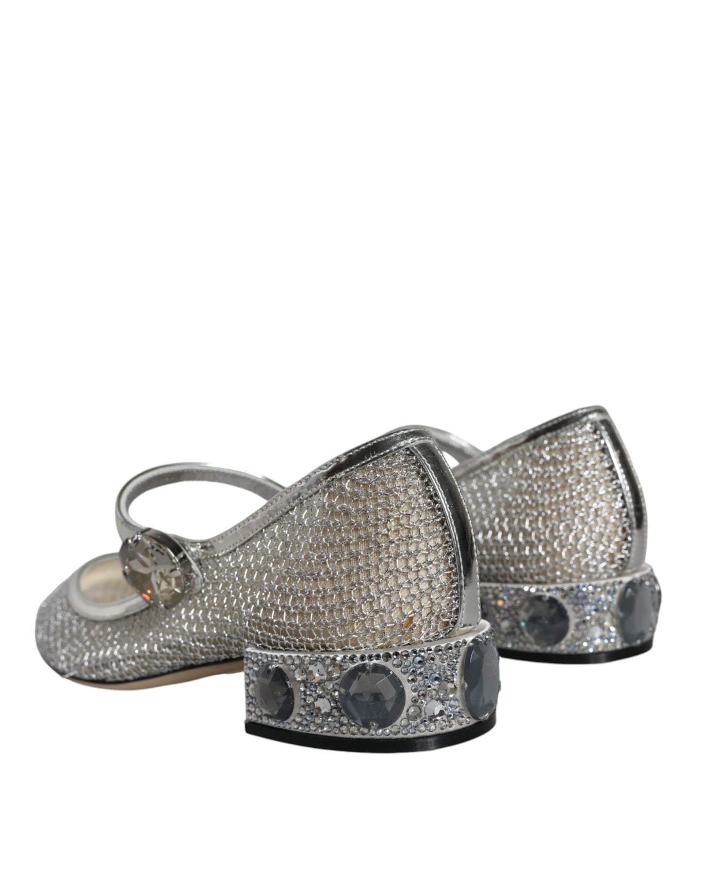 Dolce &amp; Gabbana Silver Mesh Crystal Mary Jane Pumps Shoes