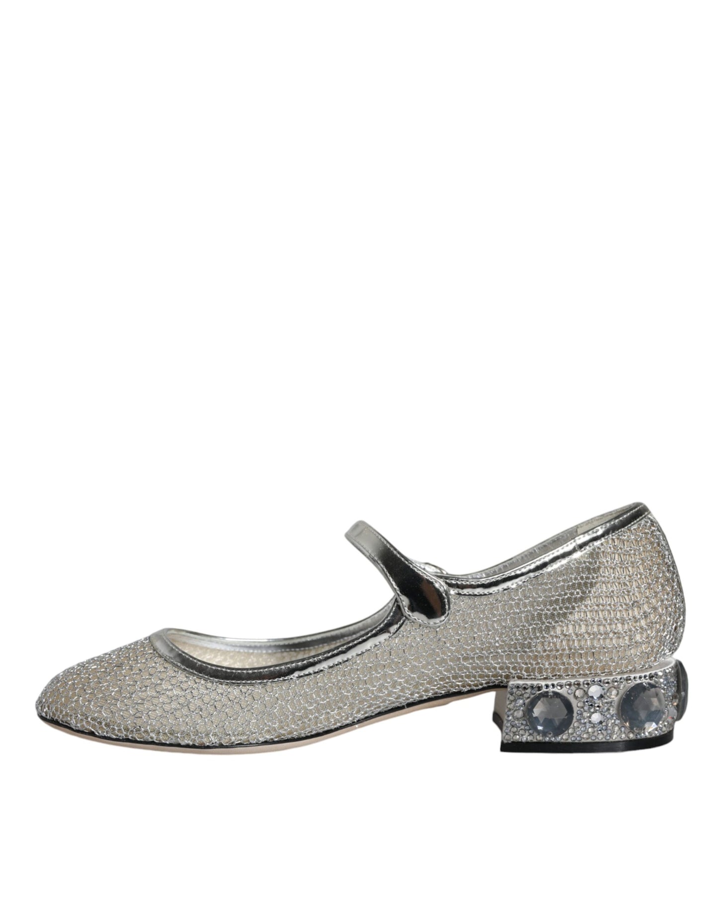 Dolce &amp; Gabbana Silver Mesh Crystal Mary Jane Pumps Shoes