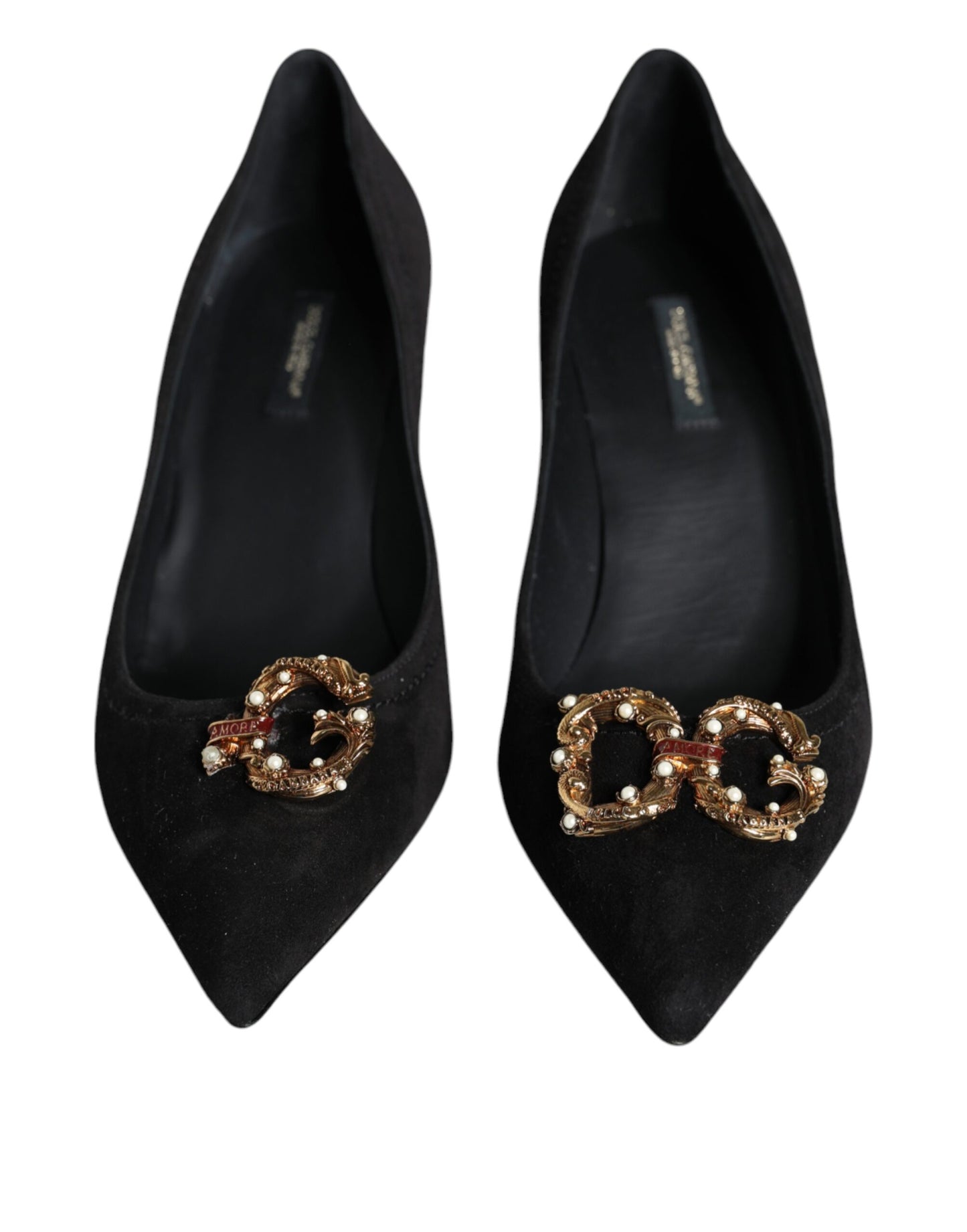 Dolce &amp; Gabbana Black Amore Suede Bellucci Heels Pumps Shoes