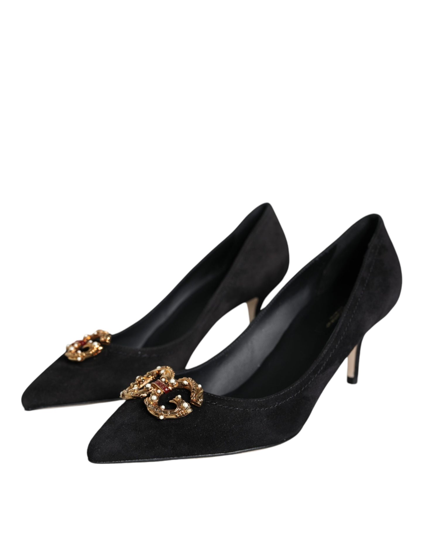 Dolce &amp; Gabbana Black Amore Suede Bellucci Heels Pumps Shoes