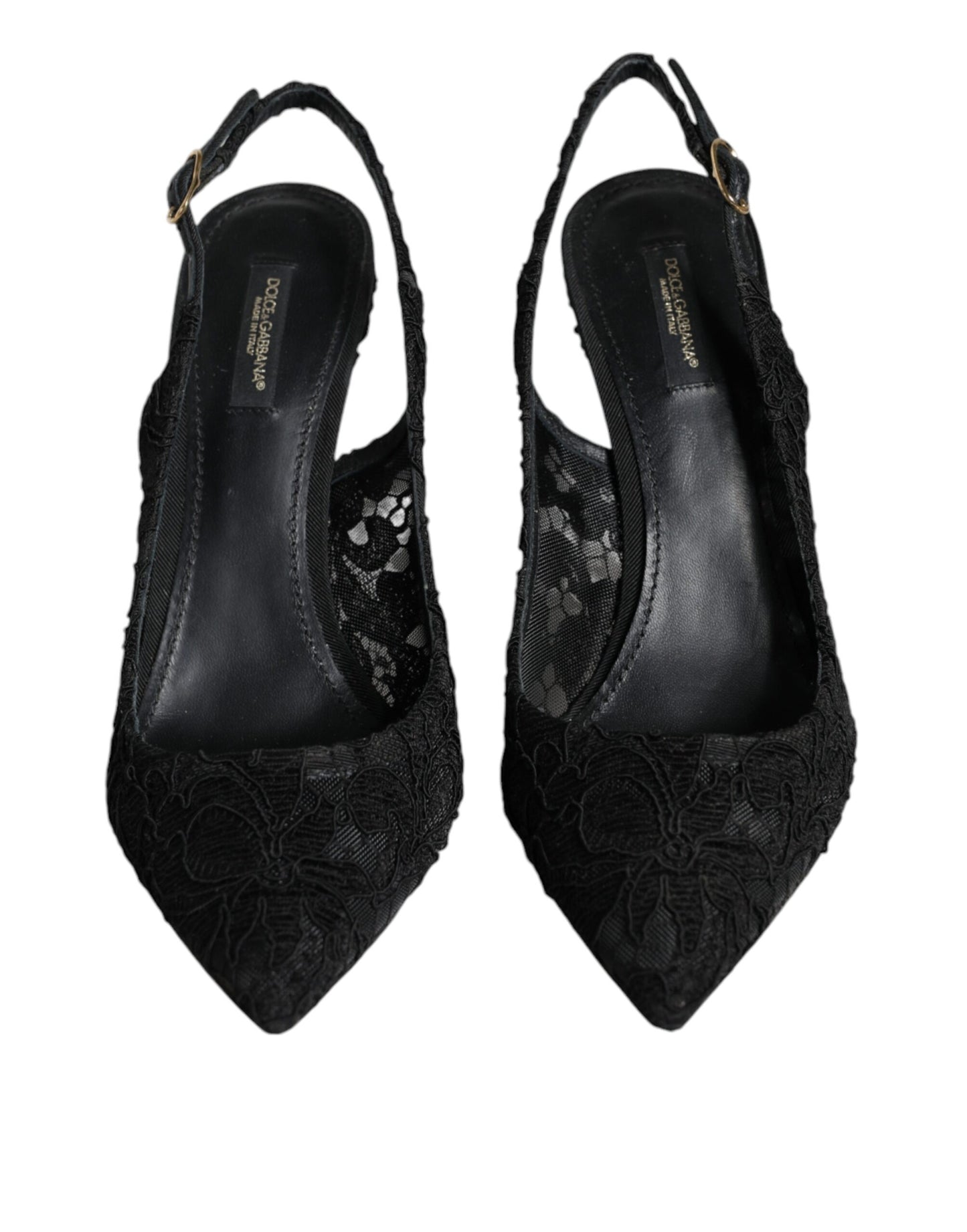 Dolce &amp; Gabbana Black Taormina Lace Bellucci Slingbacks Shoes