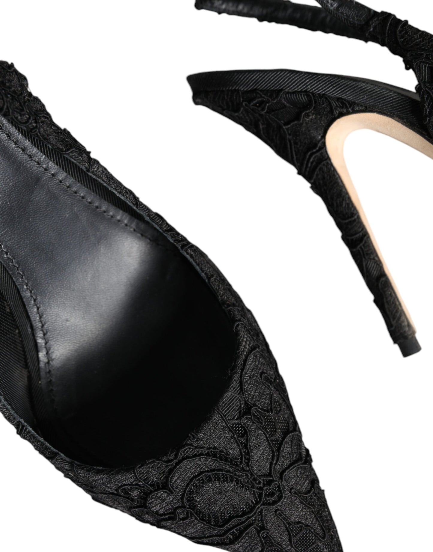 Dolce &amp; Gabbana Black Taormina Lace Bellucci Slingbacks Shoes