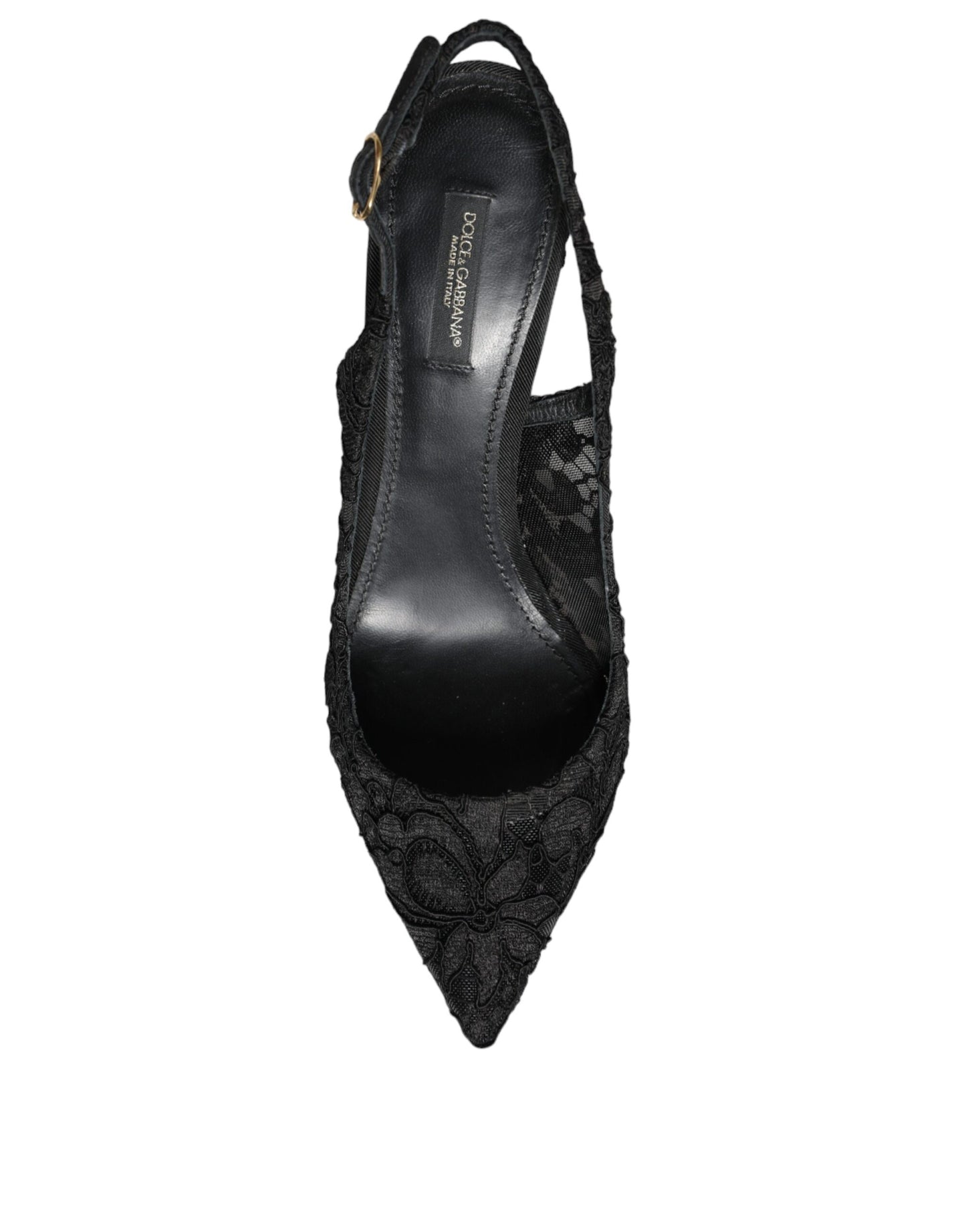 Dolce &amp; Gabbana Black Taormina Lace Bellucci Slingbacks Shoes