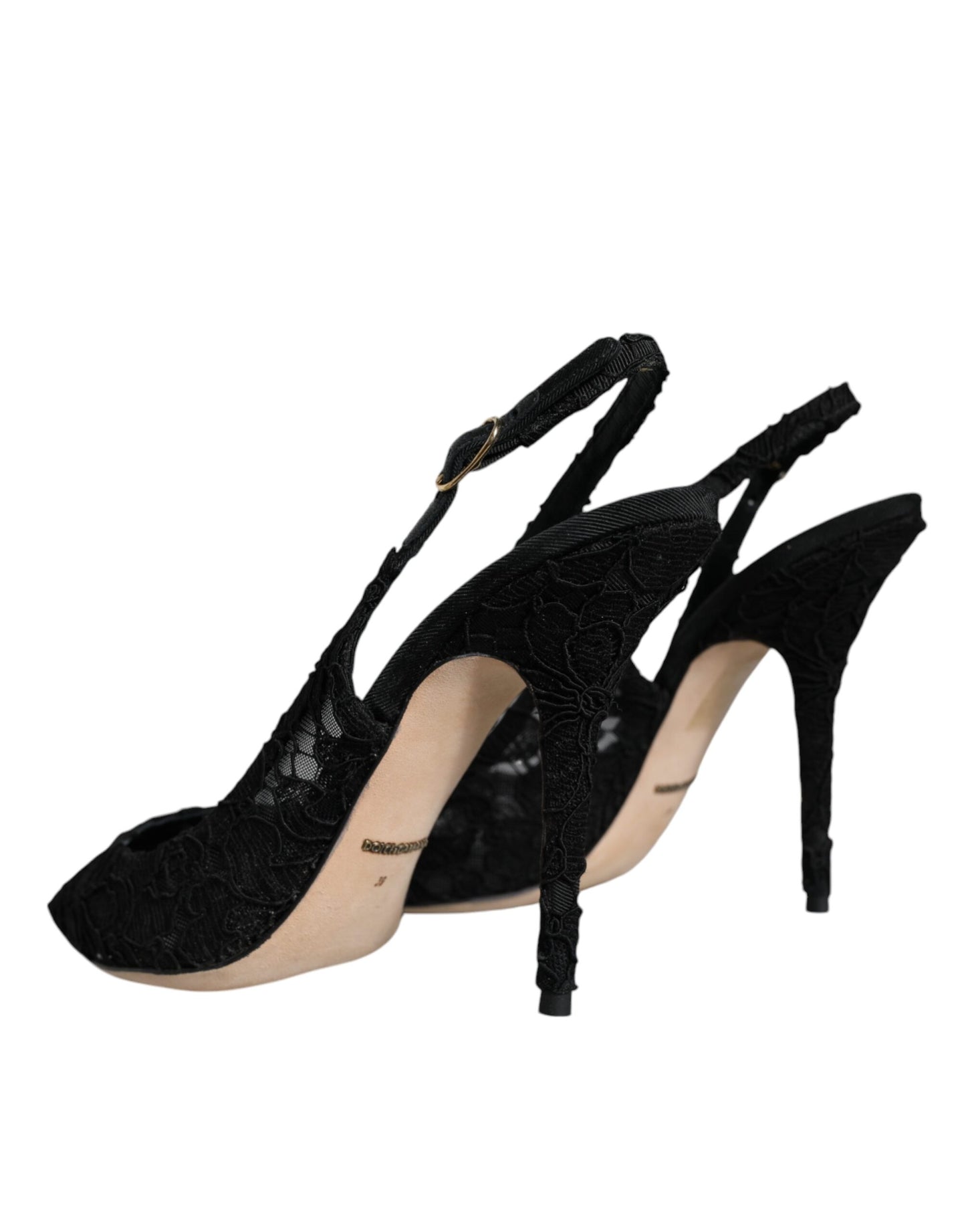 Dolce &amp; Gabbana Black Taormina Lace Bellucci Slingbacks Shoes