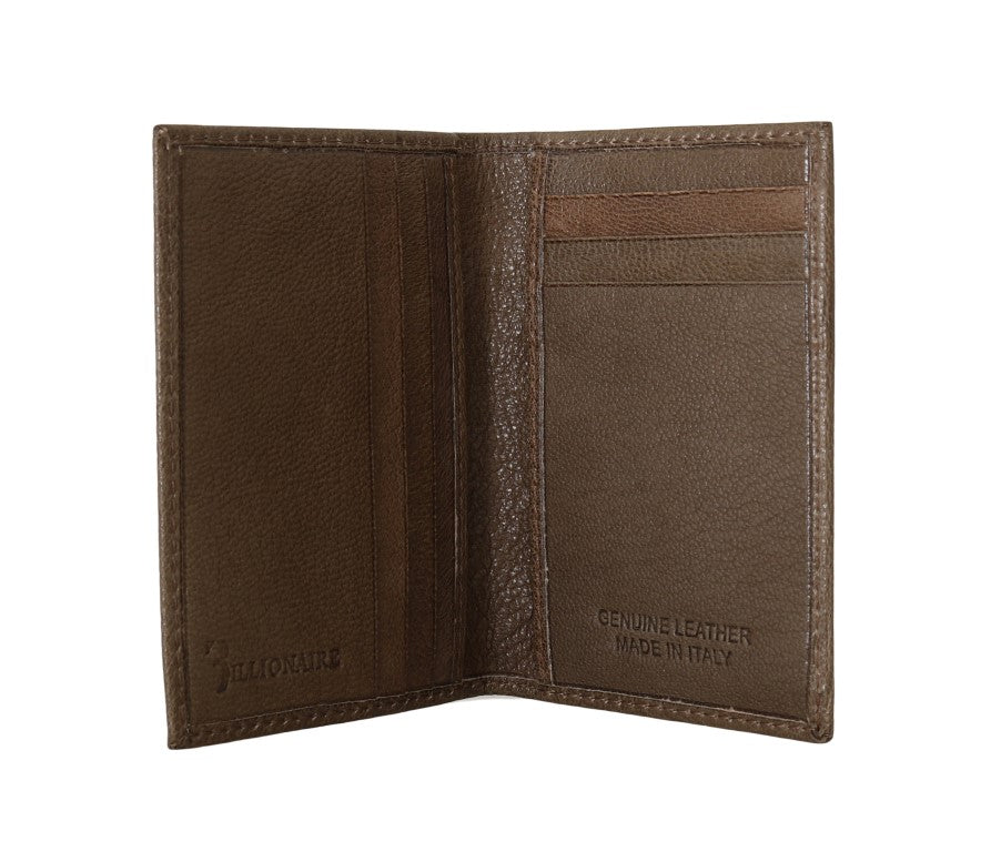 Billionaire Italian Couture Elegant men's leather wallet in brown