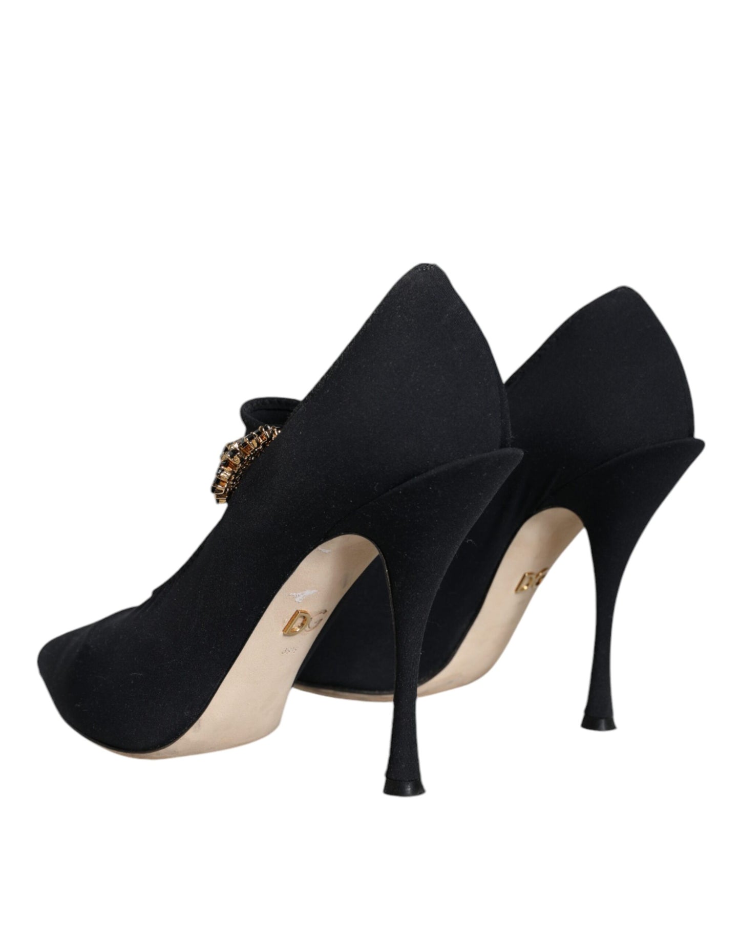 Dolce &amp; Gabbana Black Mary Jane Jersey Crystal Pumps Shoes