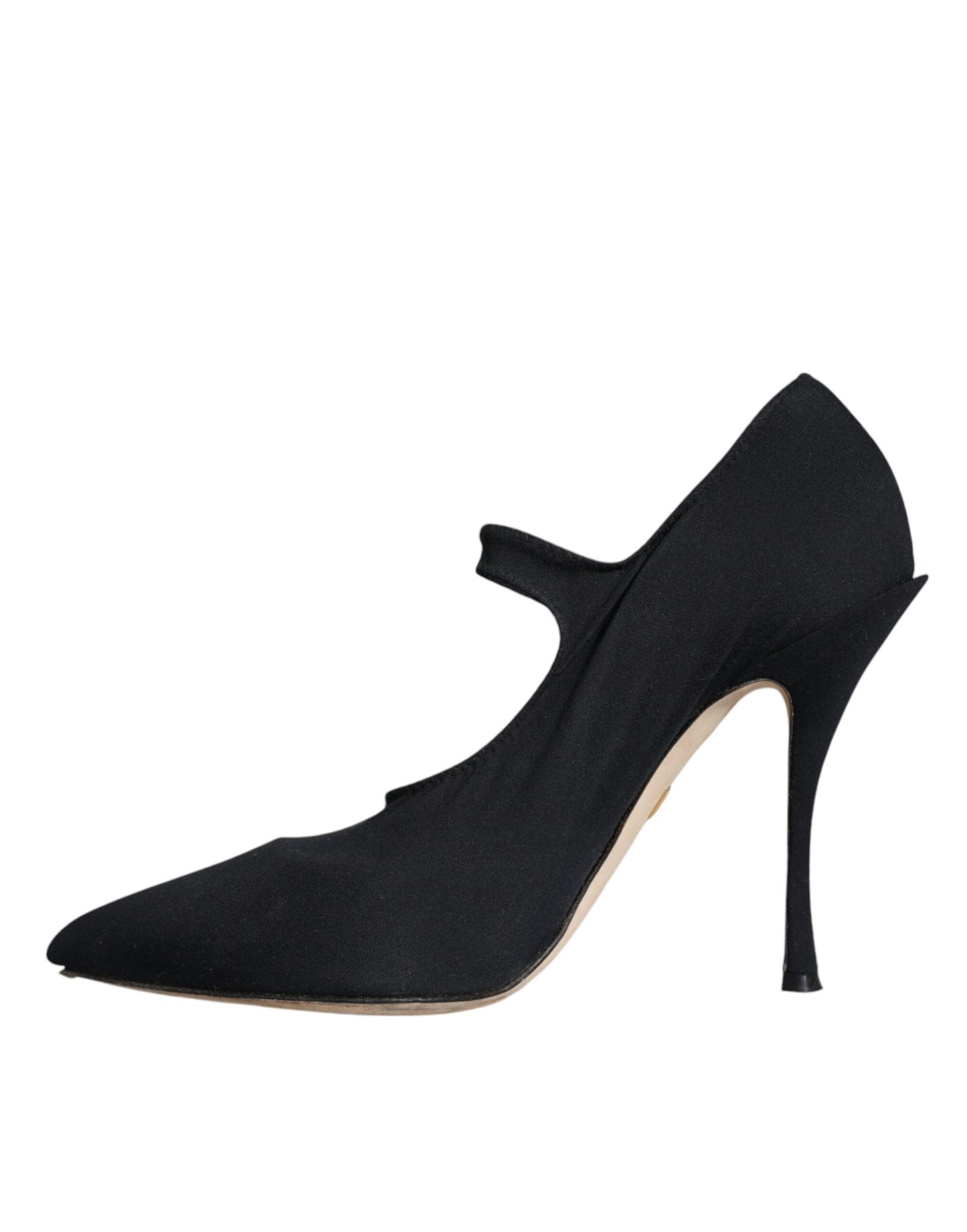 Dolce &amp; Gabbana Black Mary Jane Jersey Crystal Pumps Shoes