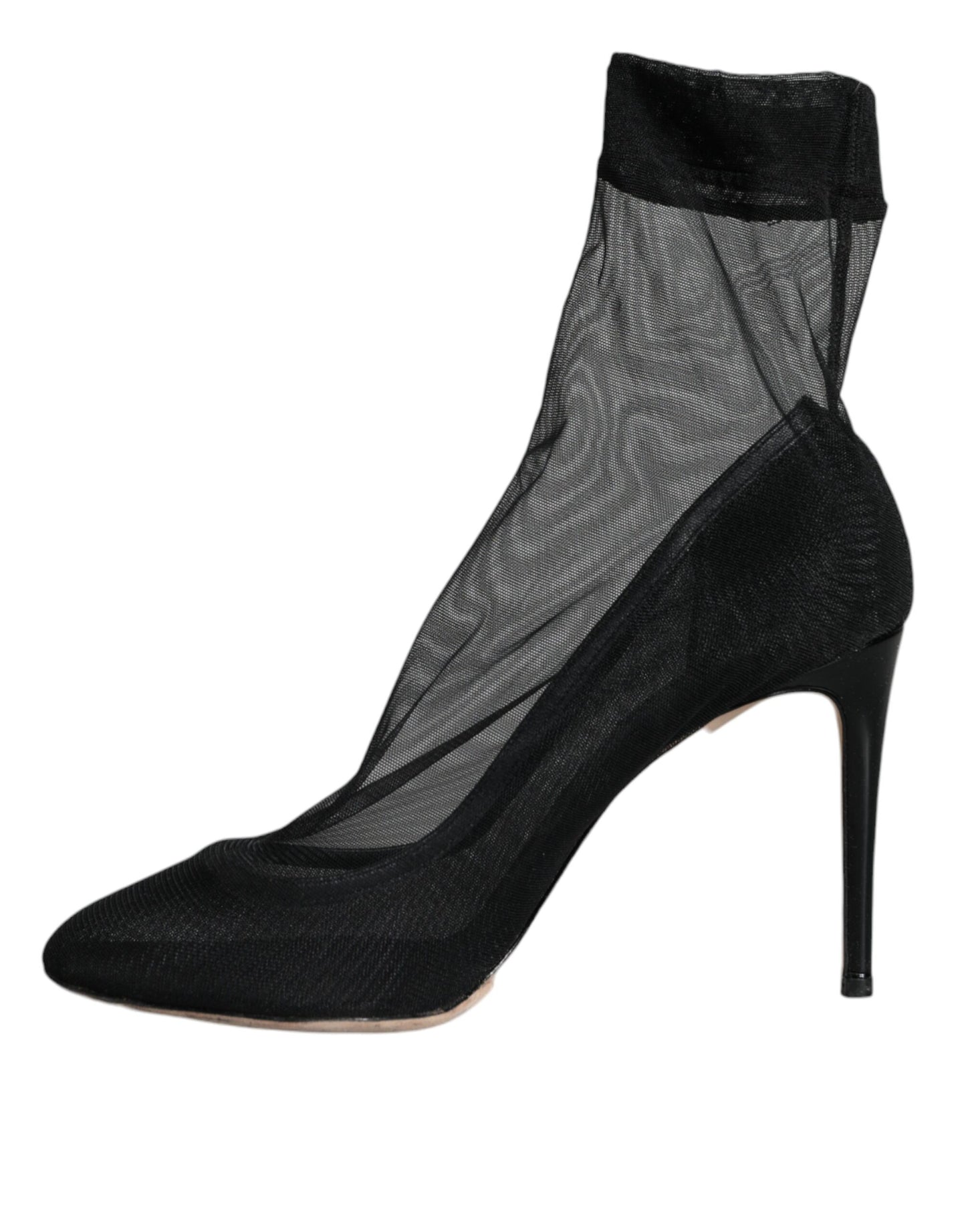 Dolce &amp; Gabbana Black Tulle Stretch Ankle Boots Pumps Shoes