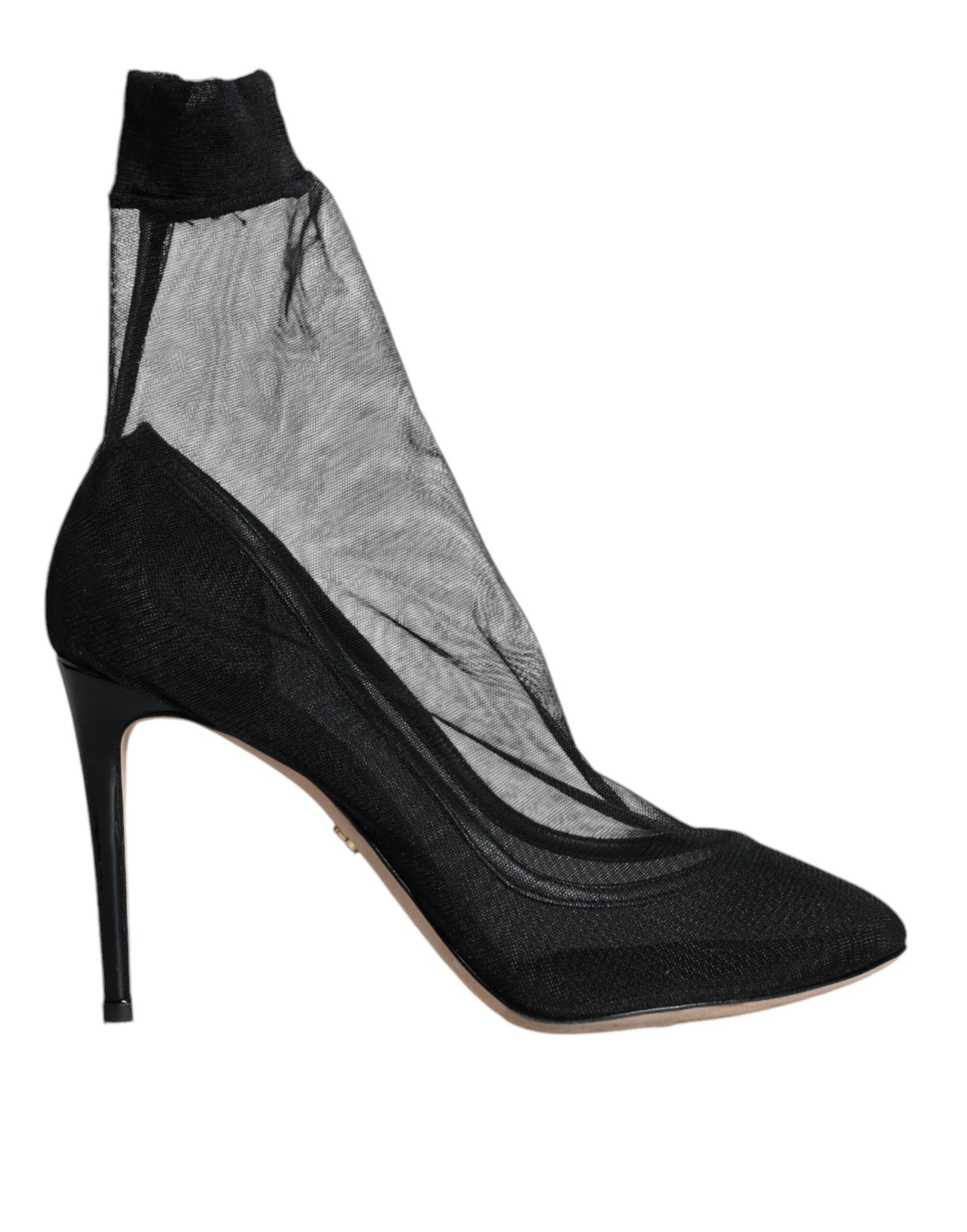 Dolce &amp; Gabbana Black Tulle Stretch Ankle Boots Pumps Shoes