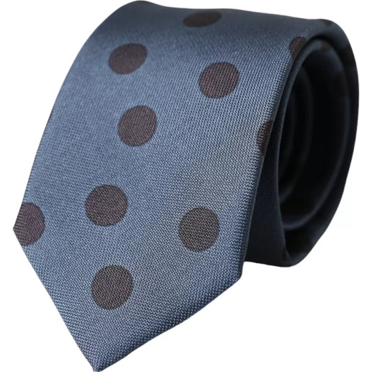 Dolce & Gabbana Blau Schwarz Seide Polka Dot Verstellbare Herren Krawatte