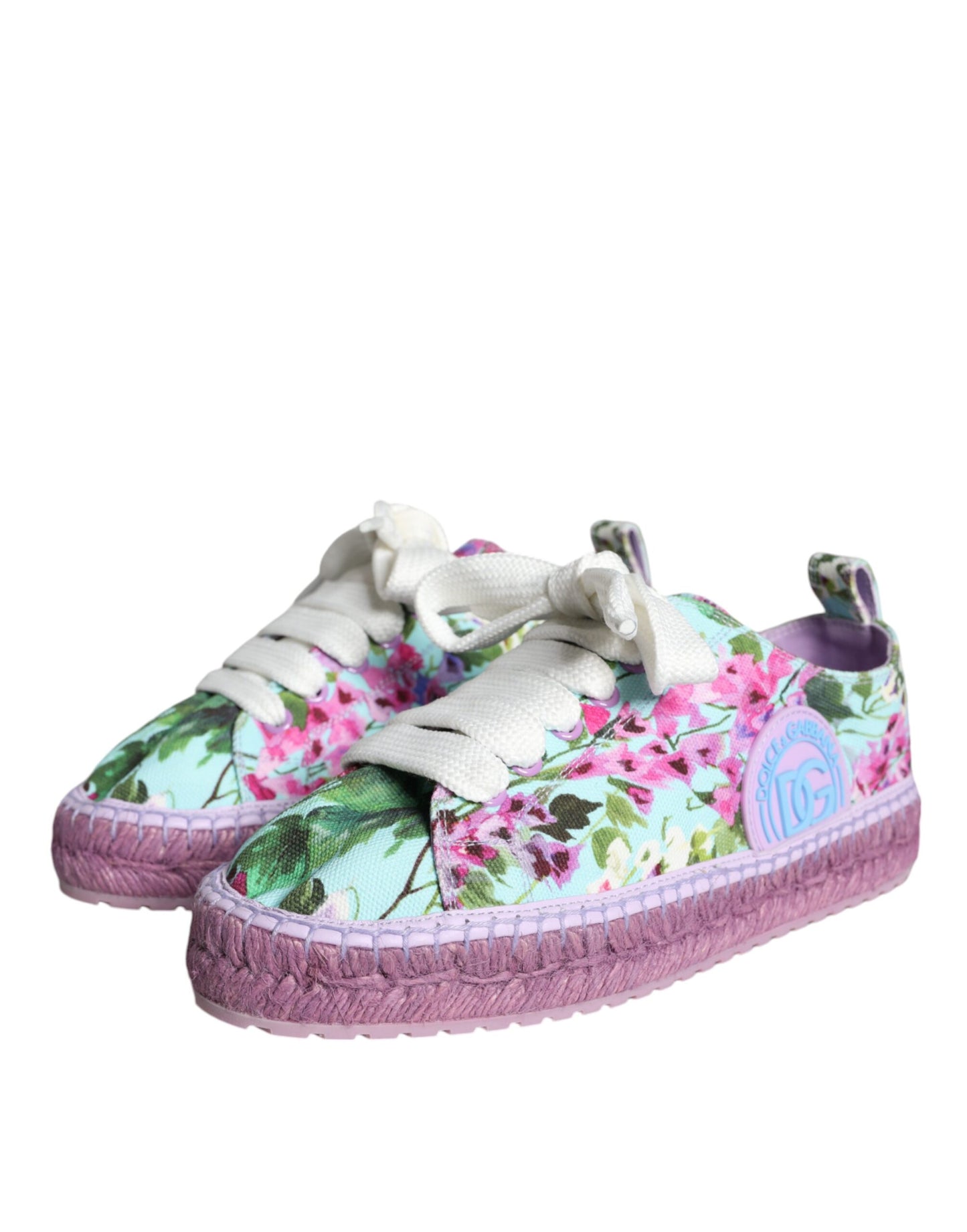 Dolce &amp; Gabbana Multicolor Canvas Floral Espadrilles Sneakers Shoes