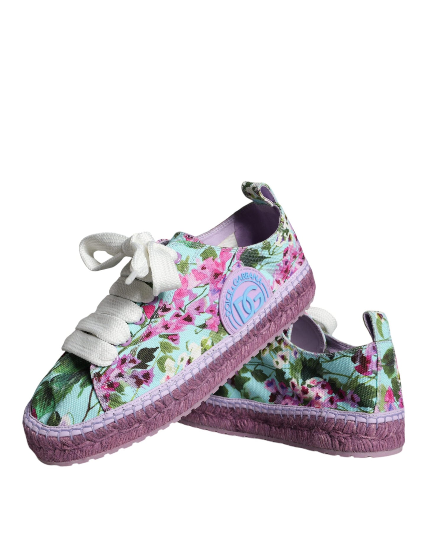 Dolce &amp; Gabbana Multicolor Canvas Floral Espadrilles Sneakers Shoes