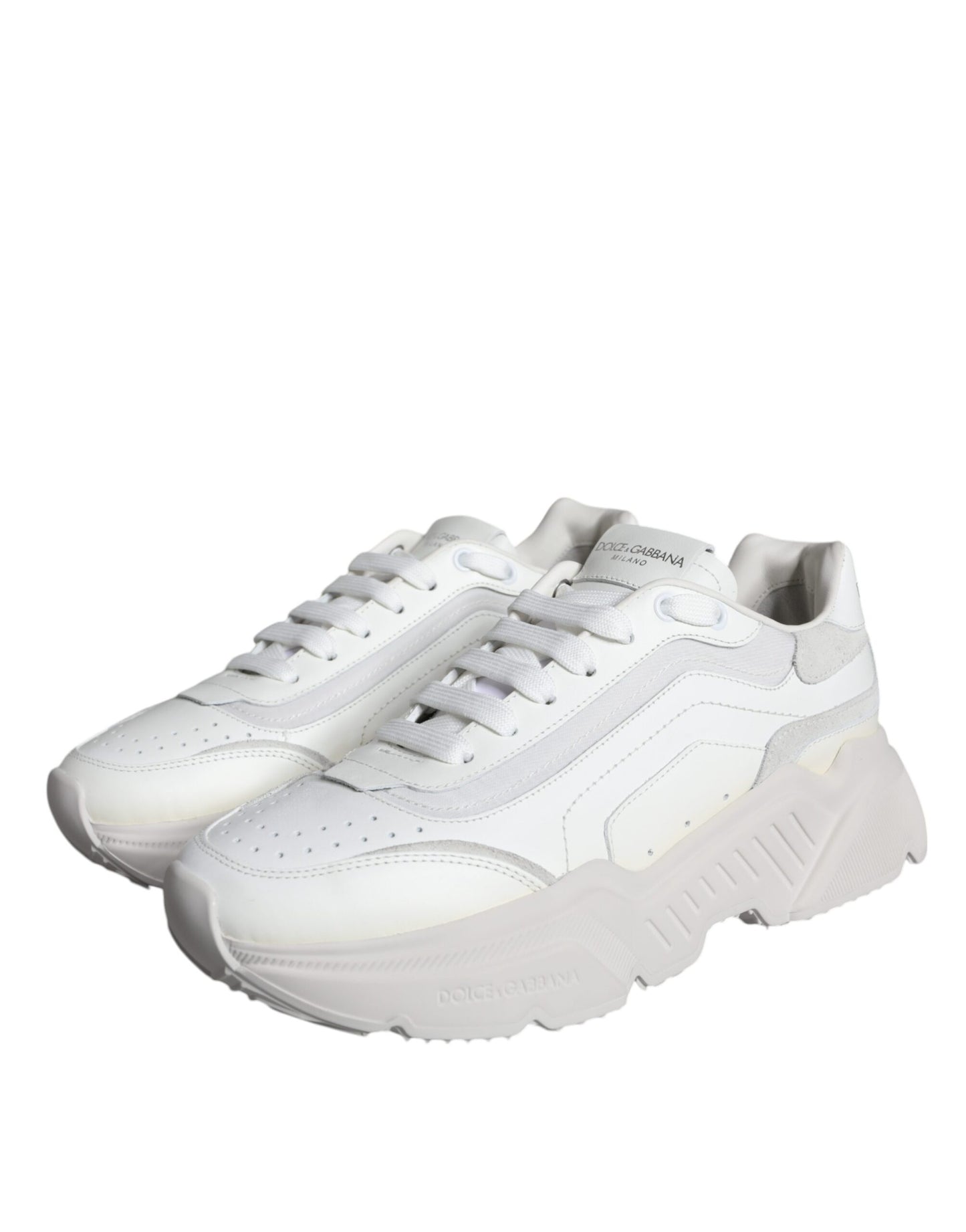 Dolce &amp; Gabbana White DAYMASTER Calf Leather Sneakers Shoes