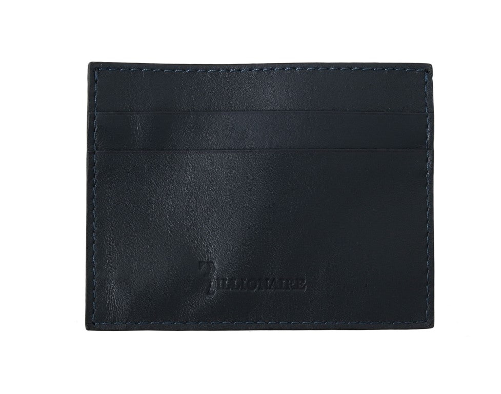 Billionaire Italian Couture Opulent Blue Leather Wallet for Men