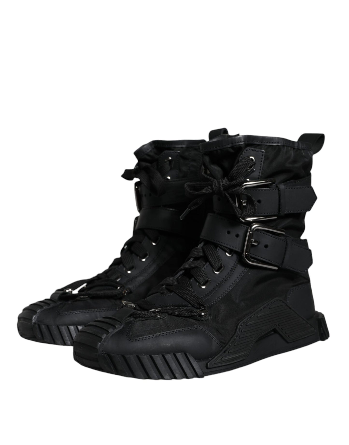 Dolce &amp; Gabbana Black Nylon High Top Sorrento Sneakers Shoes