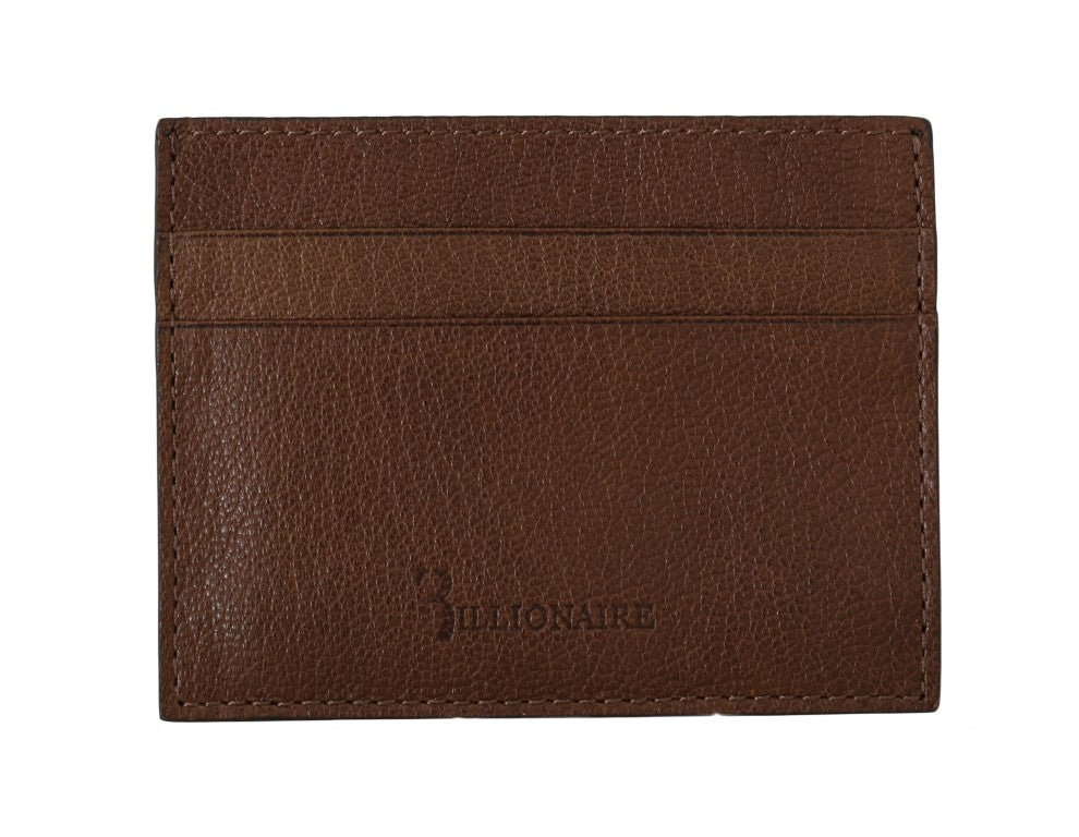 Billionaire Italian Couture Elegant men's leather wallet in brown