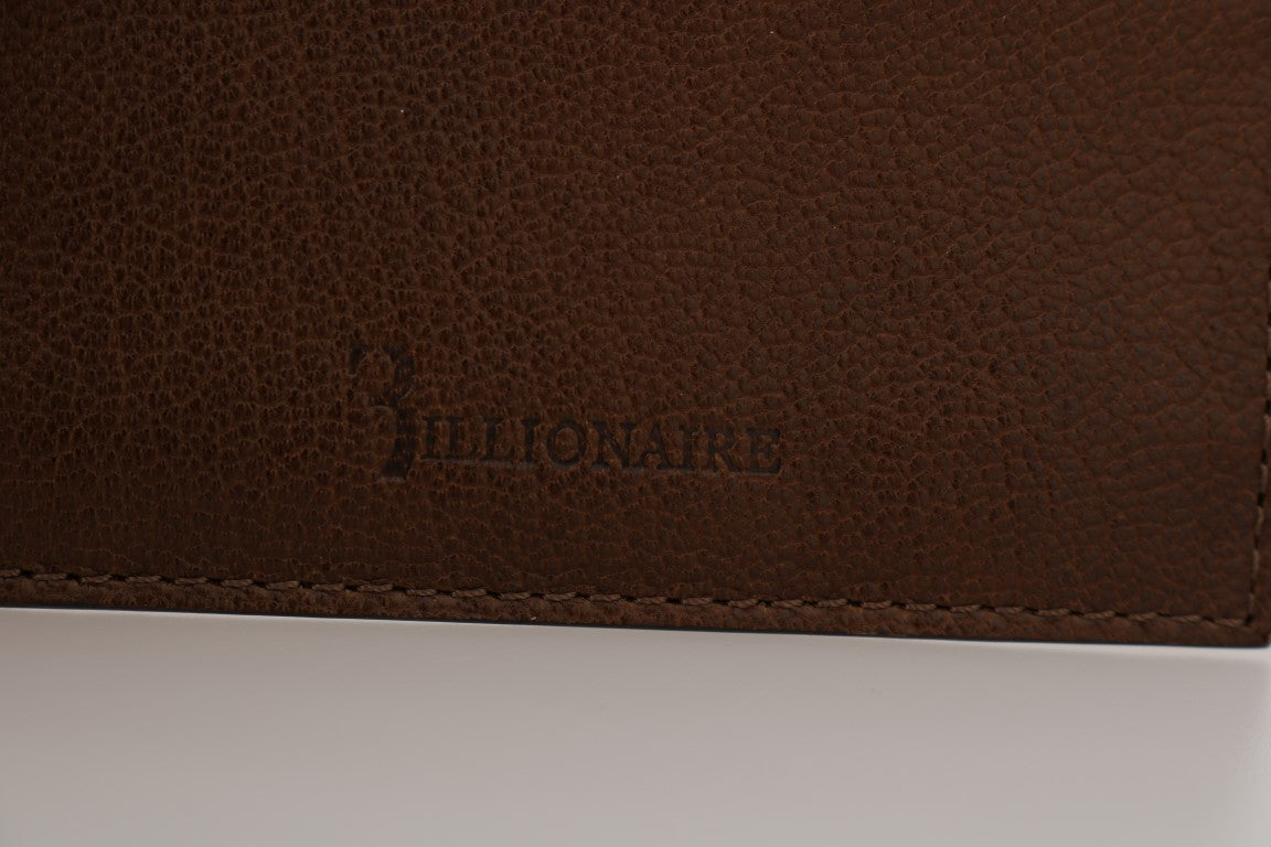 Billionaire Italian Couture Elegant men's leather wallet in brown