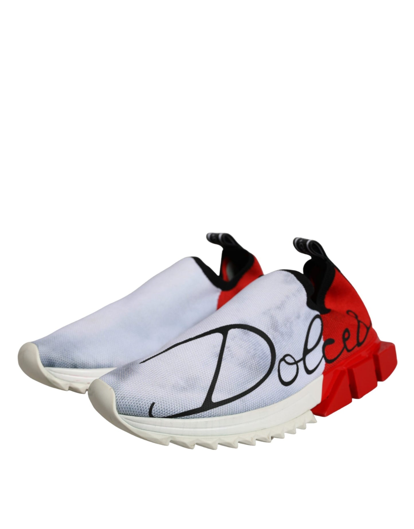 Dolce &amp; Gabbana Red White Logo Sorrento Sneakers Shoes