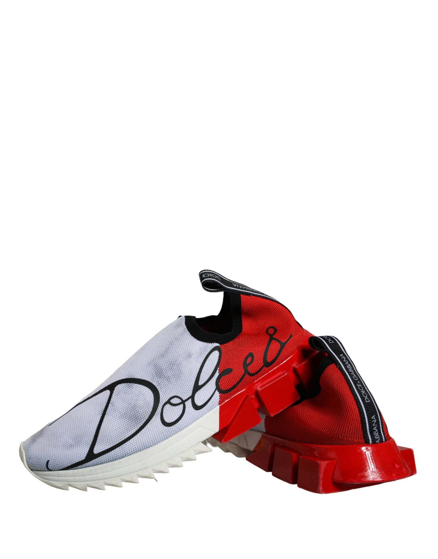 Dolce &amp; Gabbana Red White Logo Sorrento Sneakers Shoes