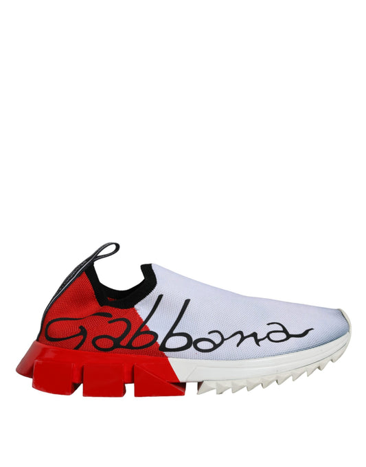 Dolce &amp; Gabbana Red White Logo Sorrento Sneakers Shoes