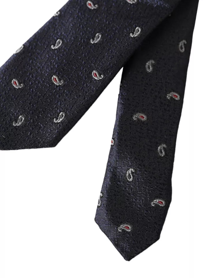 Dolce &amp; Gabbana Dark Blue Fantasy 100% Silk Adjustable Men's Tie