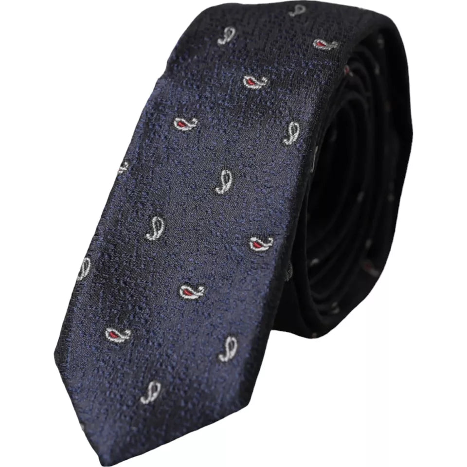 Dolce &amp; Gabbana Dark Blue Fantasy 100% Silk Adjustable Men's Tie