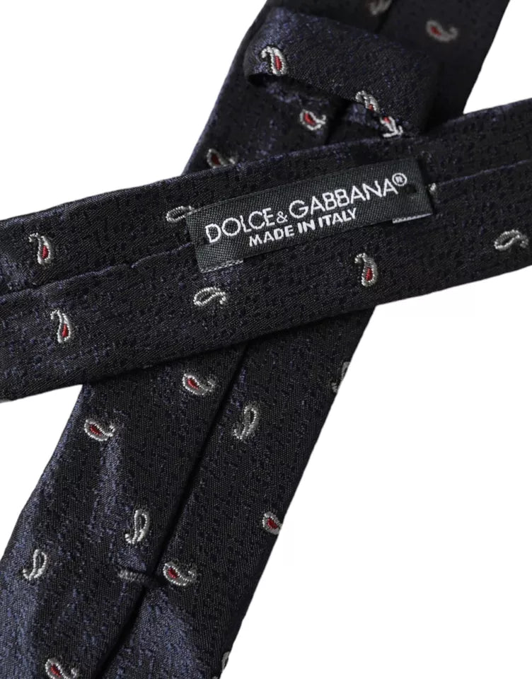 Dolce &amp; Gabbana Dark Blue Fantasy 100% Silk Adjustable Men's Tie