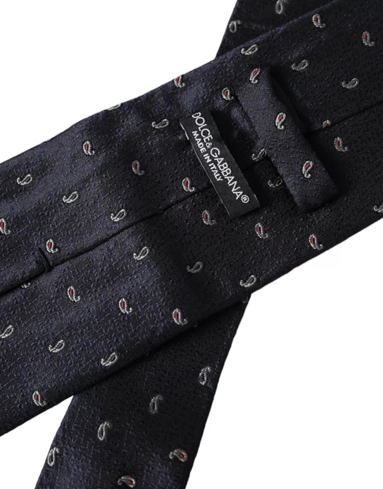 Dolce &amp; Gabbana Dark Blue Fantasy 100% Silk Adjustable Men's Tie