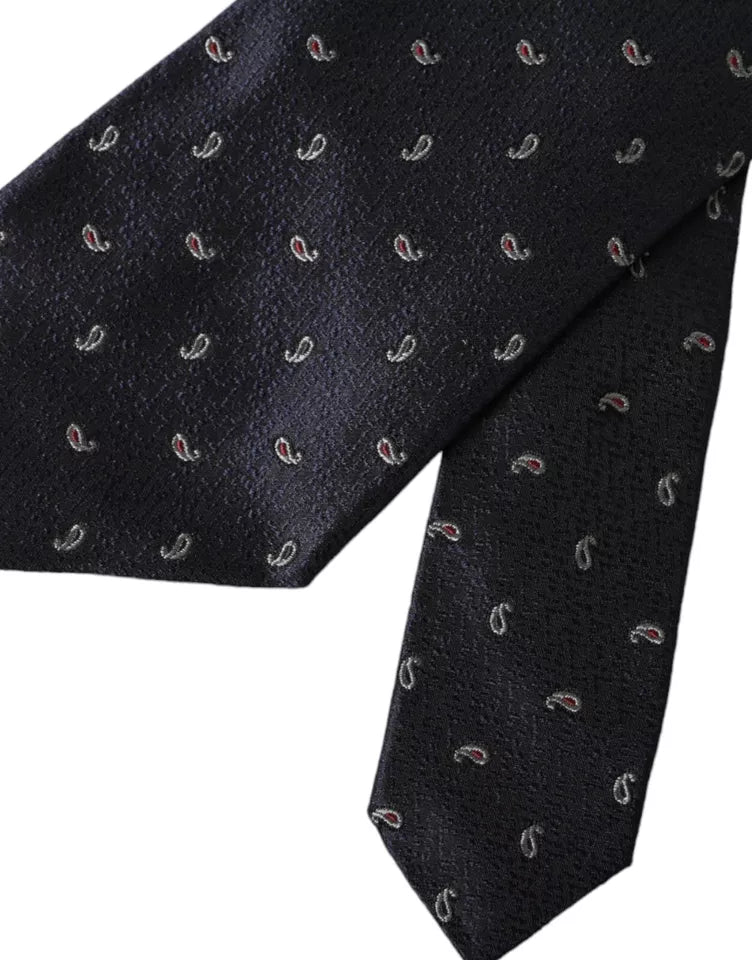 Dolce &amp; Gabbana Dark Blue Fantasy 100% Silk Adjustable Men's Tie