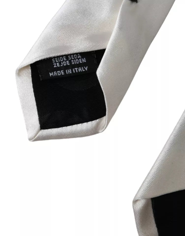 Dolce &amp; Gabbana White Satin Silk Tie for Men, Adjustable