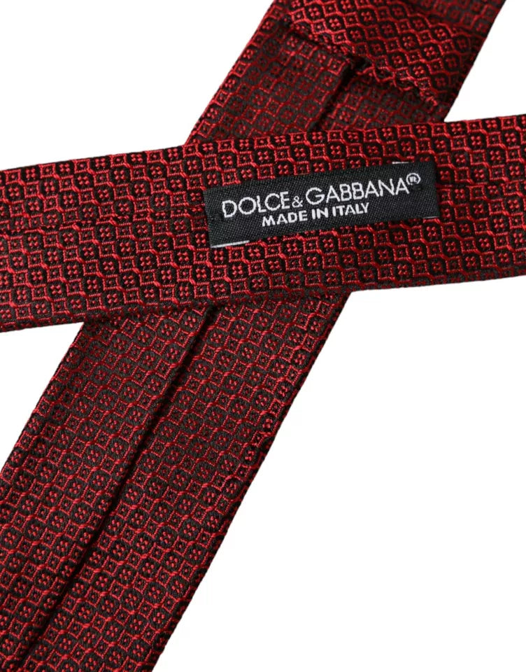 Dolce & Gabbana Rot gemustert 100% Seide Verstellbare Herrenkrawatte