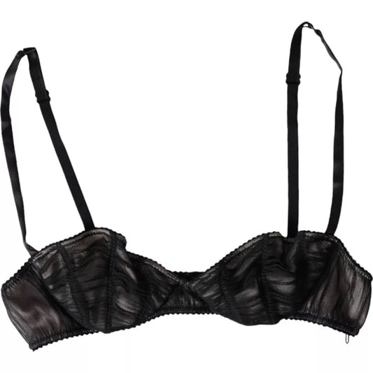 Dolce &amp; Gabbana Black Silk Stretch Women's Balconcino Bra Underwear