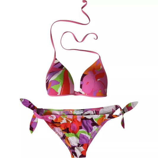 Dolce &amp; Gabbana Multicolor Floral 2 Piece Swim Beachwear Bikini