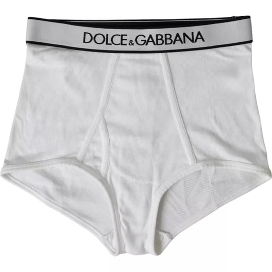 Dolce & Gabbana Weiße Baumwoll-Stretch-Markenunterwäsche mit Logo