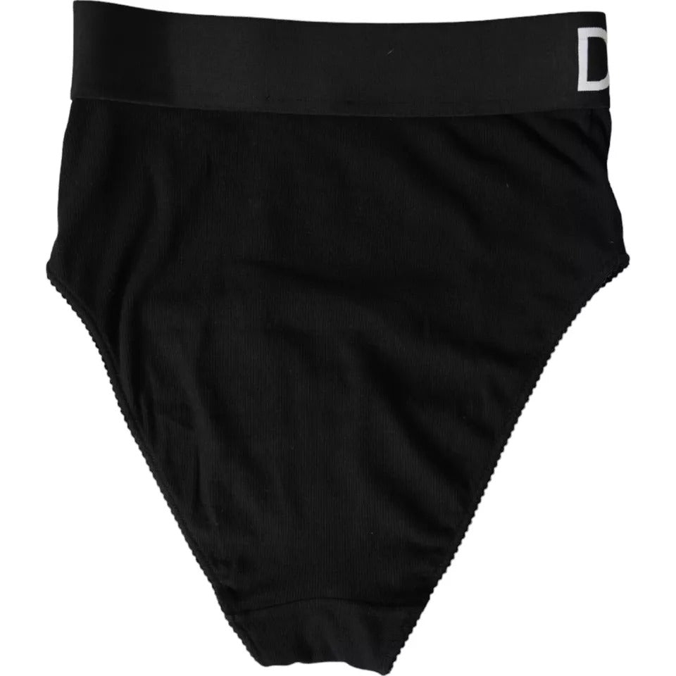 Dolce &amp; Gabbana Black Cotton Stretch Branded Underwear with Logo