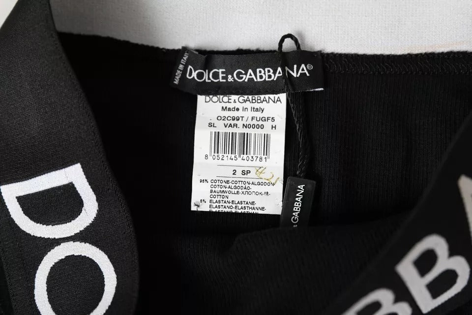 Dolce &amp; Gabbana Black Cotton Stretch Branded Underwear with Logo